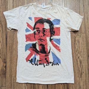 4/$45🤑 Elton John Union Jack Band Tee • SMALL